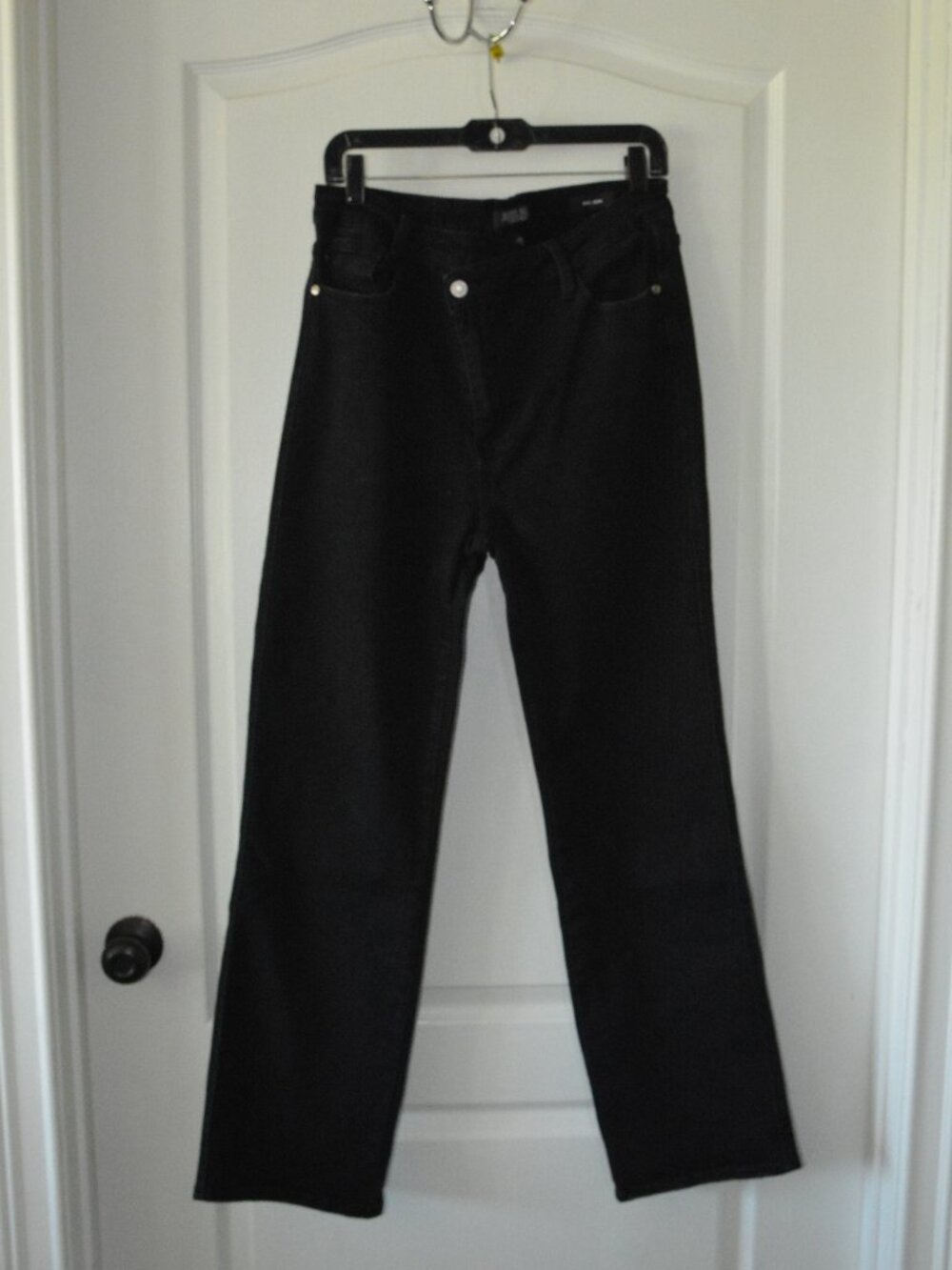 Prana Women's Stretch Mid Rise Straight Leg Denim Pants size 14 Black